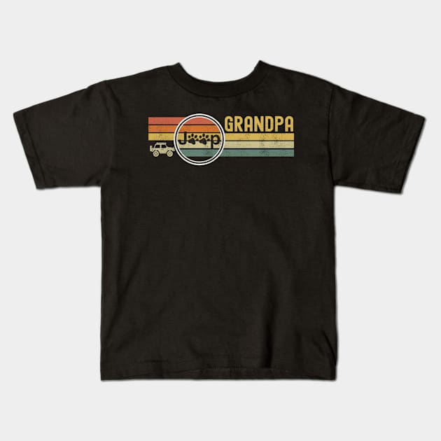 Vintage Jeep Grandpa Jeep Dog Paws Jeep Lover Retro Jeep Sunset Jeep Kids T-Shirt by StephanNick